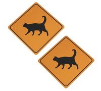 Be In Your Mind 2pcs Reflective Film Spray Painted Cat Warning Decorative Signs 20x20cm Thick 3mm for Garden Wall Fence Decorative Signs, Yellow