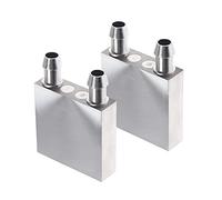 Be In Your Mind 2x Aluminum Water Cooling Block 40x40x12mm for Water Cooler Heat Sink System CPU Graphics Radiator Heatsink with 9mm Nozzle