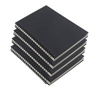Be In Your Mind 4 Pcs Balck A5 Spiral Notepad Kraft Cover Notebooks Sketchbook 100 Pages 50 Sheets Kraft Cover Blank Sketch Sketchpad for Memos Painting Taking Notes and Graffiti