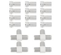 Be In Your Mind 4 Sets T Piece 2 Way Splitter F Plug Adapter with British Connector for Antenna Closed Line Head Monitoring Splitting Coax Aerial Silver