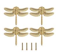 Be In Your Mind 4PCS Dragonfly Knobs Handles Unique Dragonfly Shape Decorative Handles with Mounting Screws Furniture Hardware Accessories for Cabinet Wardrobe Drawer Dresser Gold