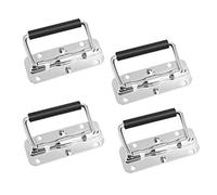Be In Your Mind 4pcs Folding Spring Loaded Handle Metal Box Chest Handle with Black Rubber Grip Sleeve 4 Holes for Storage Box Flight Case
