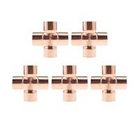 Be In Your Mind 5Pcs 15mm 4-Way Cross Union Pipe Fitting, for Plumbing Air Conditioning Refrigeration Central Heating Gas Pipework