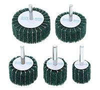 Be In Your Mind 5PCS Coarse Fleece Interleaf Flap Sanding Wheels Pad 120 Grit 6mm Shank Sanding Disc Nylon Fiber Abrasive Scouring Pad for Rotary Tool 25/30/40/50/60mm Green