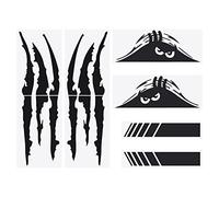 Be In Your Mind 6Pcs Claw Marks Car Sticker Rear View Mirror Stickers Monster Scary Eyes Car Decal Self Adhesive Sticker Car Decoration PET Black