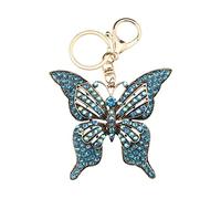 Be In Your Mind Butterfly Keychain Sparkling Rhinestone Keyring Handbag Purse Hanging Charms Decoration with Lobster Clasp Butterfly Pendant Ornament Sky Blue
