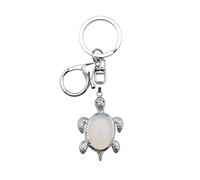 Be In Your Mind Natural Opal Sea Turtle Keyring Energy Stone Natural Gemstone Lobster Clasp Pendant Charm Keychain for Purse Backpack Handbag Mobile Phone Jewelry Accessory, 11.2x3.1x0.6cm