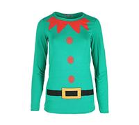 Be Jealous Women's Elf T Shirt Party Christmas Xmas Long Sleeve Stretchy Top S/M (US 4/6) Jade Green