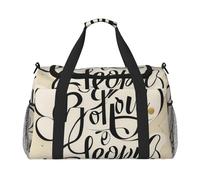 be joyful calligraphy Print Travel Duffel Bag for Men & Women, Foldable Travel Bags and Spacious Weekender Tote Bag for Storage Toiletry Luggage Personal Item, Black, L