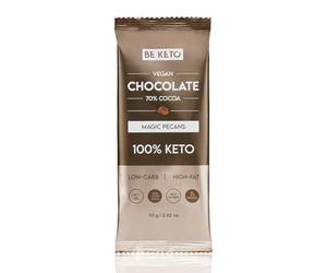 Be Keto Vegan Chocolate with MCT Oil 80g - Pecan - Low Carb, No Added Sugar - Keto Friendly, Dairy Free, High Quality Fats, Diet Snack