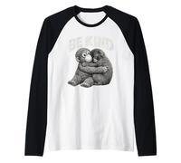Be Kind Baby Macaque Monkey Plush Hug Retro Raglan Baseball Tee