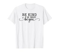 Be Kind Be Brave Authentic Self Empowerment Value Graphic T-Shirt, Men, White, M