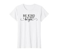 Be Kind Be Brave Authentic Self Empowerment Value Graphic T-Shirt, Women, White, L