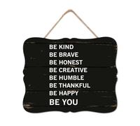 Be Kind Be Brave Be Honest Be Creative Be Humble Be Thankful Be Happy Wooden Sign Vintage Wall Plaque Christian Quote Wood Hanging Plaque Wood Decor Wall Hanging Plaque for Shelf Home 8x10in