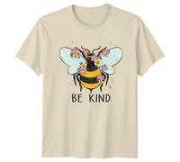 Be Kind Bee Insect Animals Mens T-Shirt Womens Tee Graphic Unisex Top Watercolor Floral Nature Inspired M