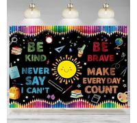 Be Kind Brave Kindergarten Backdrop Back to School Kids School Prom Classroom Colour Pencil Background Photographic Banner 210X150cm