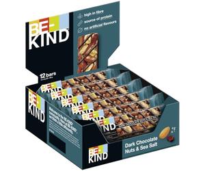 BE-KIND Dark Chocolate Nuts & Seasalt 6 x 12 x 40 g I Nut Bar I Chocolate Bar I Bar I Gluten Free