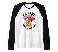 Be Kind Even in The Rain Cute Frog Kindness Groovy Rainbow Raglan Baseball Tee