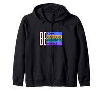 Be Kind Generous Authentic Humble Positive Kindness Zip Hoodie