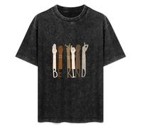 Be Kind Hand Sign Language Melanin Teachers Deaf ASL Child Finger Unisex T-Shirt Printed Tee Black Mens Top Shirt L