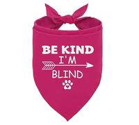 Be Kind I’m Blind Dog Bandana, Pet Triangle Scarf for Visually Impaired Pets Daily Walks Training Photo Outfit, Puppy Neckerchief for Small Medium Dogs (Dark Pink)