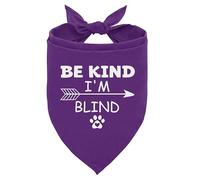Be Kind I’m Blind Dog Bandana, Pet Triangle Scarf for Visually Impaired Pets Daily Walks Training Photo Outfit, Puppy Neckerchief for Small Medium Dogs (Purple)