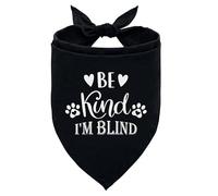 Be Kind I'm Blind Dog Bandana - Black Triangle Scarf Accessory for Small, Medium, Large Dogs - Funny Cute Pet Accessory (D19)