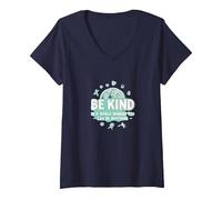 Be Kind in a World Where You Can Be Anything V-Neck T-Shirt, Women, Navy, L