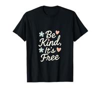 Be Kind Its Free Heart Floral Script Mint Pink Ivory T-Shirt