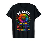 Be Kind Love's Love Pride Rainbow Sunflower Equality Art Value Graphic T-Shirt