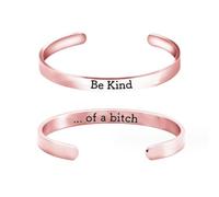 Be Kind Mantra Cuff Bracelet, Stainless Steel Cuff Bracelets for Women, Adjustable Handmade Engraved Bracelets for Women, Inspirational Jewelry Gifts for Daughter/Sister/Mom/Friends，Rose Gold