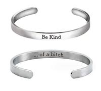Be Kind Mantra Cuff Bracelet, Stainless Steel Cuff Bracelets for Women, Adjustable Handmade Engraved Bracelets for Women, Inspirational Jewelry Gifts for Daughter/Sister/Mom/Friends，Sliver