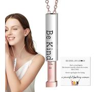 Be Kind Of A B Necklace | Secret Message Necklace - Elegant Stainless Steel Square Tube Pendant, Funny Encouragement Jewelry For Women Best Friends Sisters