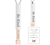 Be Kind Of A B Necklaces For Women, Hidden Message Necklace, Best Friends Sorority Sisters Friendship Jewelry Gift, Square Tube Pendant with Hidden Message Strap Friendship Gifts, Stainless Steel, No