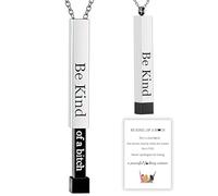 Be Kind Of A B Necklaces For Women, Hidden Message Necklace, Best Friends Sorority Sisters Friendship Jewelry, Square Tube Pendant with Hidden Message Strap, Friendship Gift, Large, Stainless Steel,