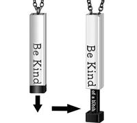 Be Kind Of A B Necklaces For Women,Personalized Stainless Steel Hidden Message Necklace,To Best Friends Sorority Sisters Inspirational Square Tubes Pendant Band Friendship Gift Jewelry (Black)
