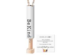 Be Kind Of A Badass Necklace - Bar Square Tube Necklace - Elegant Stainless Steel Square Tube Pendant, Funny Encouragement Jewelry For Women Best Friends Sisters