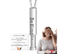Be Kind Of A Badass Necklace - Engraving Vertical Bar Necklace - Elegant Stainless Steel Square Tube Pendant, Funny Encouragement Jewelry For Women Best Friends Sisters