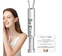 Be Kind Of A Badass Necklace - Engraving Vertical Bar Necklace | Stainless Steel Square Tube Pendant, Encouragement Pendant, Funny Inspirational Jewelry For Best Friends
