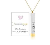 Be Kind Of A Badass Necklace For Women, Be Kind Of A Badass Necklace Hidden Message To My Badass Squad Best Friends Sorority Sisters Inspirational Square Tubes Friendship Gift Jewelry, Large