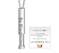 Be Kind...Of A Bich - Hidden Message Necklace, Be Kind of A Bitch - 3D Engraving Vertical Bar Necklace, Personalized Inspirational Mantra Pendant Necklace for Women (Sliver)