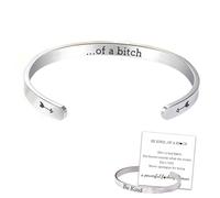 Be Kind of a bitch Bracelet, Be Kind Inspirational Cuff Bracelet for Women, Stainless Steel Engraved Motivational Cuff Bangle, Sister Friends Bracelet, Jewelry Gifts for Women Girls