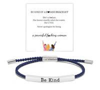 Be Kind of a Tube Bracelet, Adjustable Braided Rope Handmade Engraved Inspirational Stainless Steel Best es Motivational Gifts for Women, Adjustable, Stainless Steel and Rope, no gemstone