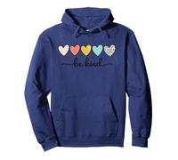 Be Kind Pastel Hearts Retro Inspirational Graphic Pullover Hoodie