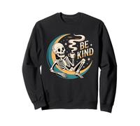 Be Kind Skeleton Coffee Moon Relaxed Celestial Design Sweatshirt