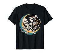 Be Kind Skeleton Coffee Moon Relaxed Celestial Design T-Shirt