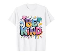 Be Kind Splash Colorful Bubble Letters Value Graphic T-Shirt, Men, White, M