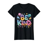 Be Kind Splash Colorful Bubble Letters Value Graphic T-Shirt, Women, Black, M