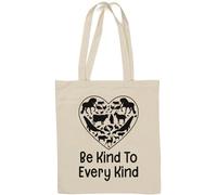 Be Kind to Every Kind Go Vegan Heart Natural Cotton Tote Bag White