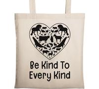 Be Kind to Every Kind Go Vegan Heart Natural Ecological Cotton Tote Bag Beige